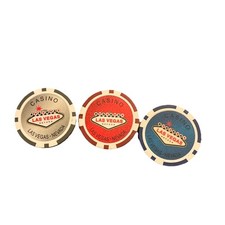 Clay Poker Chips Las Vegas Nevada Souvenir Casino ~ Grün/Blau/Rot