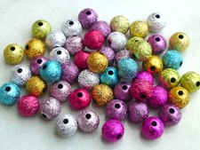 50 Acryl Sternenstaub 8mm Glitzer Spacer Stardust Perlen Mix Schmuck Basteln