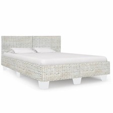 Bettgestell grau natur rattan - grau,