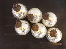 Weihnachtbaumschmuck, 6 Kugeln Glas, Brucheffekte, silberfarb., 7cm Durchmesser