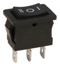 Wippenschalter 3-polig, schwarze Wippe, AC 250V/6A