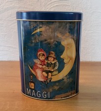 Sammler Maggi alte Oval Blechdose Kinder im Mond Blau