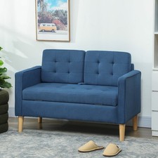 HOMCOM 2 Sitzer Sofa, Gepolstert Couch mit Stauraum, Holzbeine