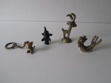 3x Figur: Elefant Hahn Steinbock 1x Schlüsselanhänger: Bär Messing Bosse Austria