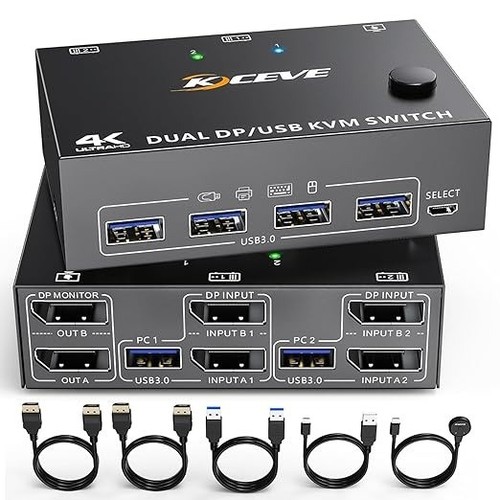 Kvm switch zwei monitore - dp,