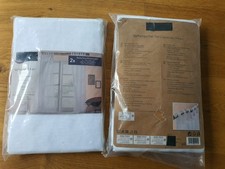 4 Vorhänge Vorhangschal 135 x 265 Weiß mit Schlaufen Leinenoptik