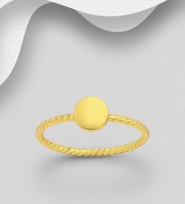 925 Sterling Silber Kreis Ring, vergoldet mit 1 Mikron 14K Gelbgold