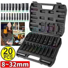 20-tlg 1/2" Schlagschrauber Nüsse Set 8-32mm Sechskant Kraft Nuss Steckschlüssel