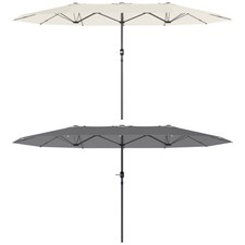 Doppelsonnenschirm 436 x 260 cm, UV Schutz Stahl Sonnenschirm mit Handkurbel