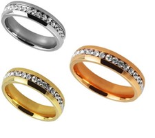 Edelstahl Ring Zirkonia Steine Solitär Verlobung Braut Statement Finger Modisch