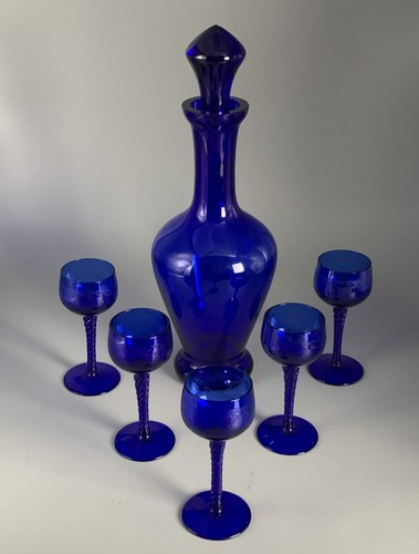 Kobaltglas karaffe 5 - kobaltglas, karaffe.