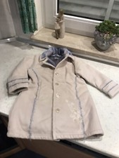 Pampolina Mantel Mädchen Petit Bateau Mayoral Blau Fell Blume Stickerei 104 TOP