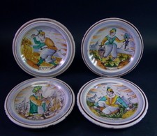 4 ital. Fayence Wandteller - 4 Jahreszeiten - Faenza Piatti 4 Stagioni - Italia