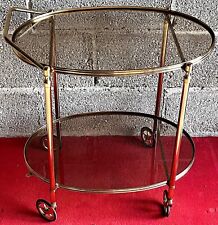 Wunderschöne Messing-Glas Servierwagen aus 1960 er Jahre