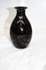 Vase - mit Glitzer - 20 cm - Glas Braun-Schwarz