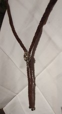 LEDER TRACHTEN KRAWATTE braun Metall Schieber, Trachtenband