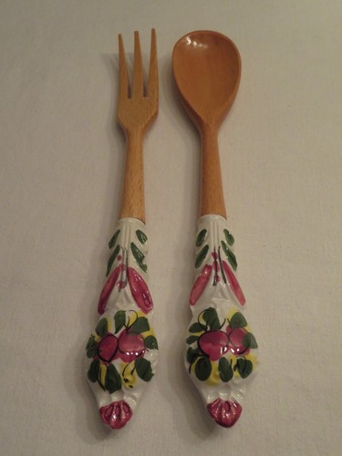 Salatbesteck helles holz mit - helles,