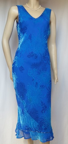 Abendkleid seide samt blau - seide,