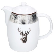 Kanne Alois 850ml mit Deckel Porzellan Tee & Kaffee Hirsch-Dekor Landhaus-Stil