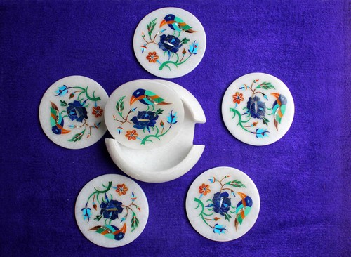 Weißer marmor untersetzer set - weißer,