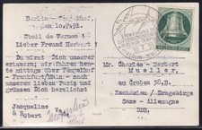 BERLIN 1951 - NR. 76 GLOCKE LINKS - EINZELFRANKATUR AUF POSTKARTE - MICHEL 50 €