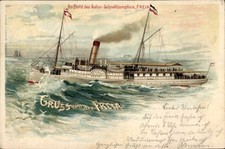 Litho Reederei Braeunlich Stettin, Salonschnelldampfer Freia - 11447634