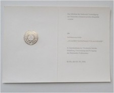 DDR Urkunde 30 Jahre NVA Armee
