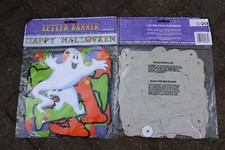 2x happy halloween text buchstaben banner motiv fröhlich geist kinder gespenst