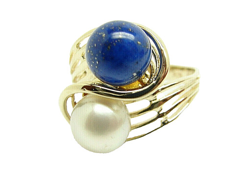 Damen lapis lazuli perlring - lazuli,