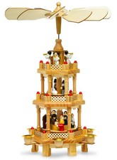 SIKORA P34 Klassische Holz Pyramide Weihnachtspyramide mit 3 Etagen H: 35cm