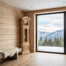 Voglauer Anno 1900 Standuhr hell Holz Wohnzimmer Dekoration Uhr antik alt