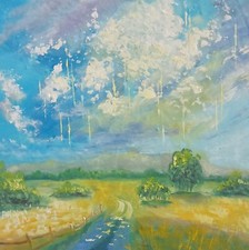 Felder landschaft ölbild - landschaft,