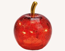 LED Deko Apfel rot Glas mit Licht 5er LED Timer Dekoapfel Lampe Leuchte weinrot