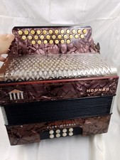 Altes Akkordeon Original Hohner Club Modell Victoria DRP B/Es, Marmoriert 