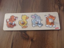 Süßes Goki Steckpuzzle aus Holz für die ganz Kleinen mit Haustieren - Wie neu