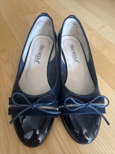 Dunkelblauer leder ballerina - dunkelblauer, leder-ballerina