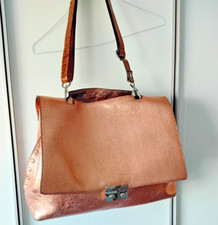 Charlotte Leder Handtasche, rotgold, groß 40x25x15 cm, gebraucht