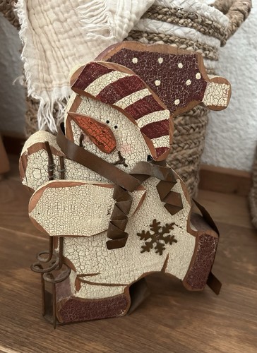 Gilde schneemann holz figur - schneemann,