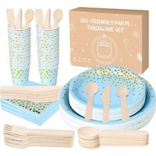 Pappteller Blau Gold 200