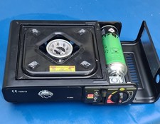 Tragbarer Campingkocher Gaskocher mit Koffer; Grillaufsatz, Gaskartuschen