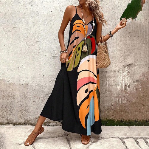 Damen baggy maxikleid sommer - maxikleid,