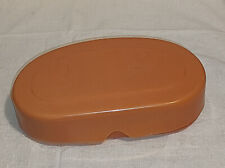 vermutlich DDRo. älte 60er Jahre Brotdose Kunststoff Plastik-"Heidi" Flach bräun