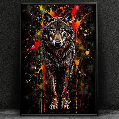 Wandbild bunt wolf tier - wandbild,, wolf,
