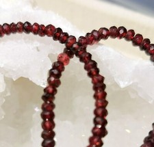 facettierte Granat Kette - 925 Silber - 70 Karat - 45 cm - facettiert - Rot