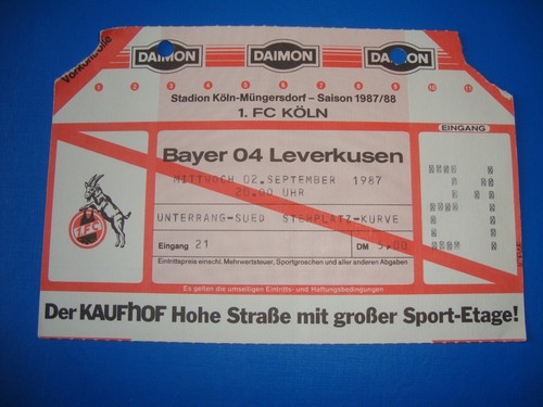 Ticket fc köln bayer - 87/88,