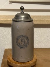 1 l Bierkrug Krug Masskrug Bier Brauerei Jäger Pfarrkirchen Original Zinndeckel