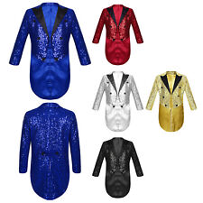 DE Freebily Kinder Jungen Frack Pailletten Smoking Anzug Mantel Karneval Kostüm