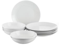 Tafelservice 12- tlg. Angi Porzellan Geschirr trendige Coupeform in weiß