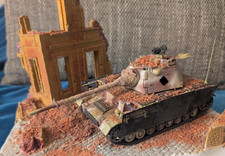 Diorama 1:35 gebaut Panzer IV mit Panther Turm Hausruine