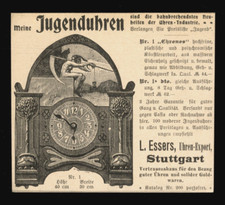 Alte Werbung Reklame 1900 Jugenduhren L. Essers Stuttgart Jugendstil-Uhr